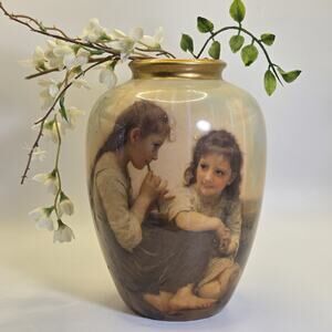 House of Lloyd "Friends for Ever" 8" Porcelain Vase Gold Trim